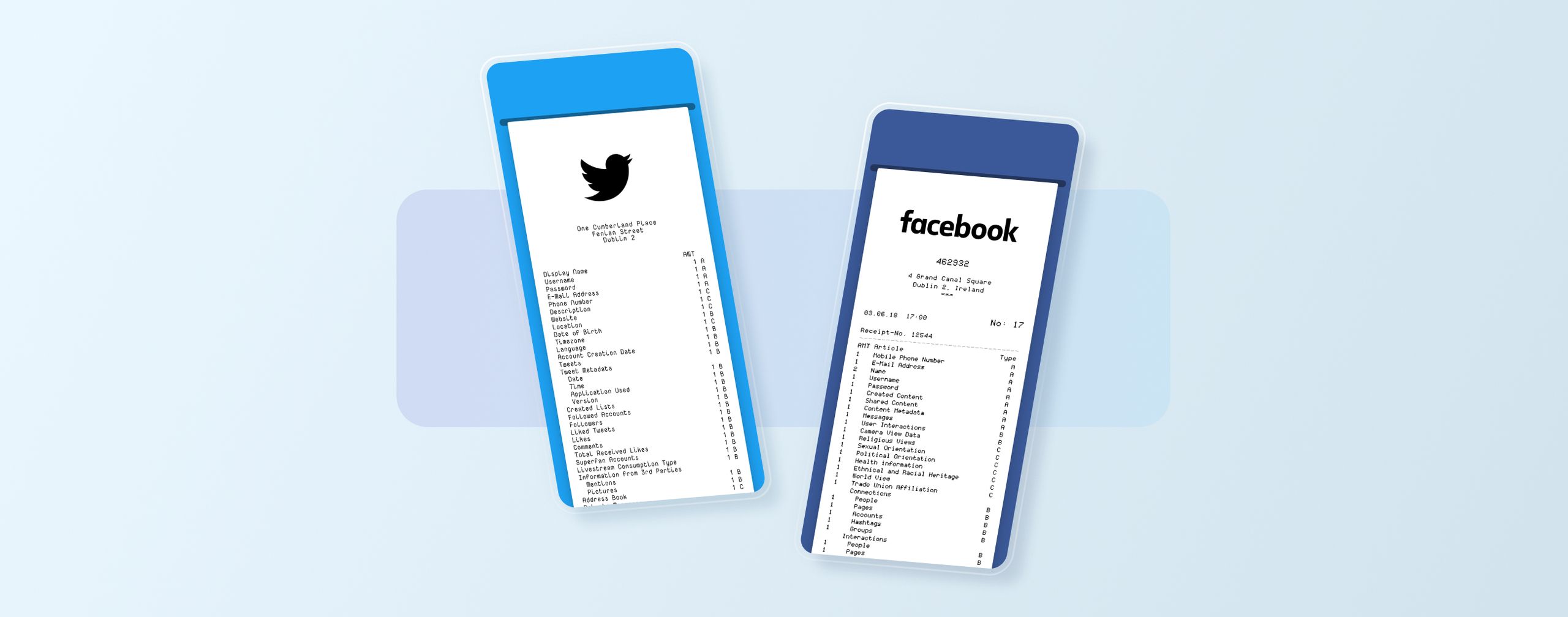 8 of the receipts I researched and designed