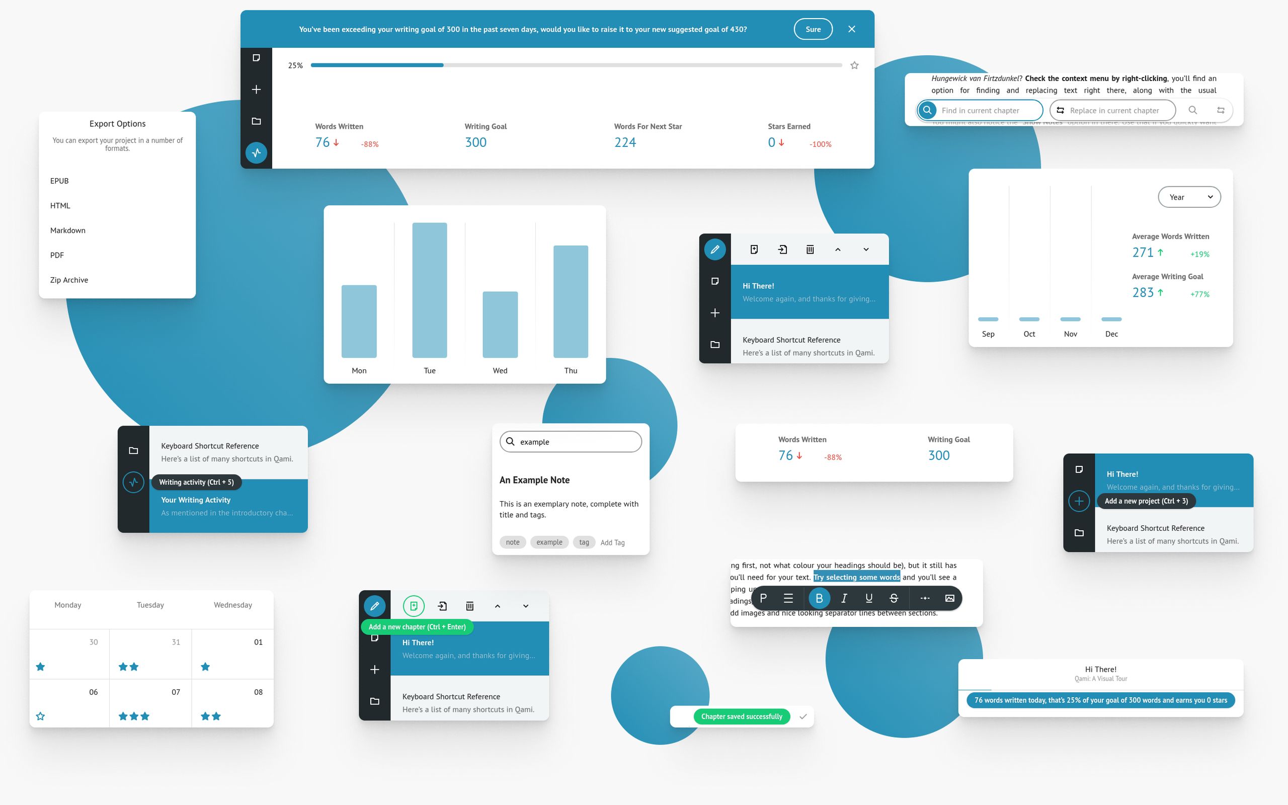 Some detail shots of the Qami interface, highlighting individual components